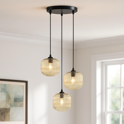 Retro lampa wisząca bursztynowa, Charlois