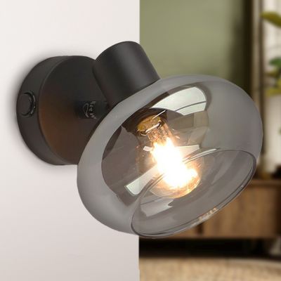 Design reflektor ścienny czarny, Skip, z przełącznik