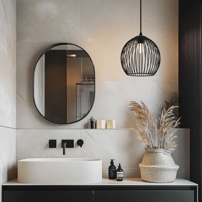 Industrialna lampa łazienkowa wisząca czarna, Wiro, IP44