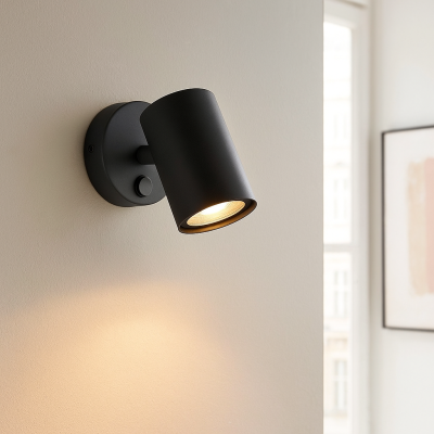 Nowoczesny reflektor ścienny czarny, Elena, z przełącznik