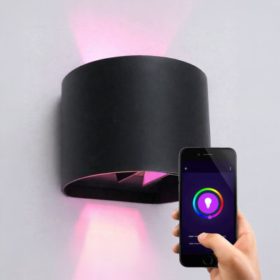 Nowoczesny inteligentny kinkiet czarny, Dion, 6W, RGBW LED, IP54