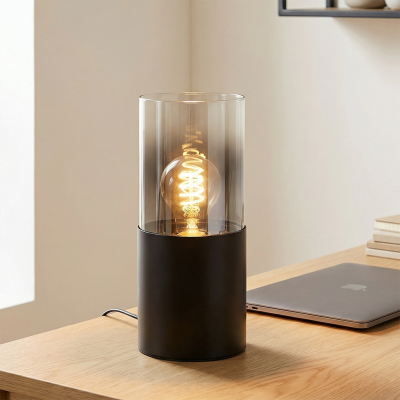 Nowoczesna lampa stołowa czarna, Huy, z przełącznik