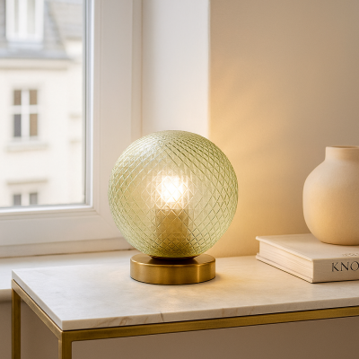 Retro lampa stołowa zielona, Johnson, z przełącznik