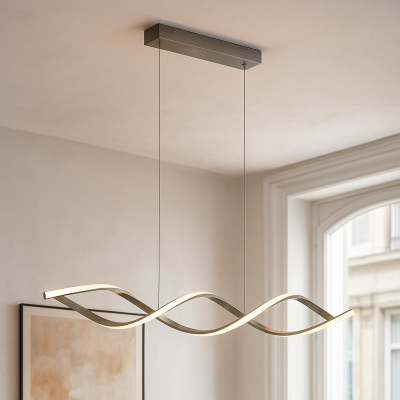 Design lampa wisząca srebrna, Kuno, 45W, 3000K LED, ściemniana w 3 krokach