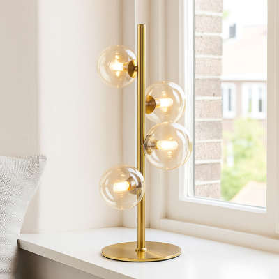 Design lampa stołowa przezroczysta, Remo, z przełącznik