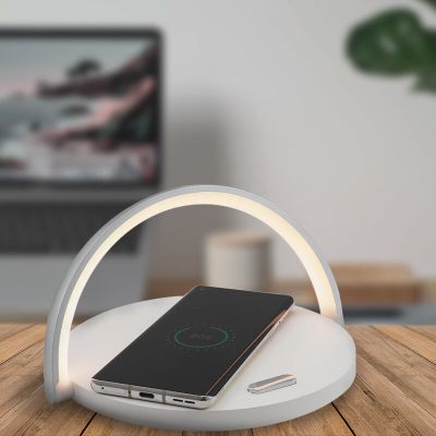 Plastikowa lampa stołowa biała, Erhan, 2W, 3000K LED, z przełącznik