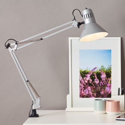 Metalowy reflektor z klamrą szary, Katharina, z przełącznik