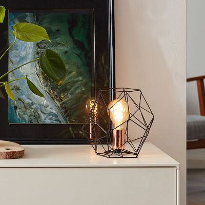 Industrialna lampa stołowa miedziana, Noelle, z przełącznik