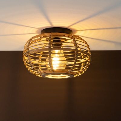 Rattanowa lampa sufitowa brązowa, Sevim