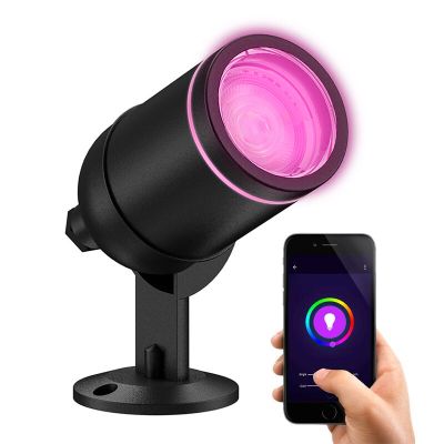 Czarna inteligentna lampa ogrodowa aluminiowa, Halo, 4W, RGBW LED, IP54