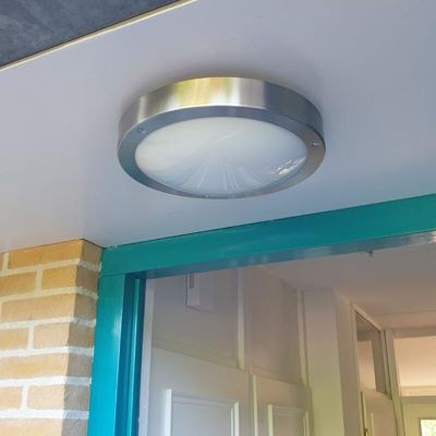 Szklany kinkiet zewnętrzny z czujnikiem zmierzchu srebreny, Bob, IP44