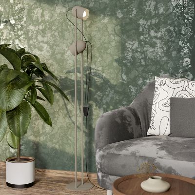 Stalowa vintage lampa stojąca brązowa, Tjitte, z przełącznik