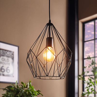 Metalowa industrialna lampa wisząca czarna, Acri