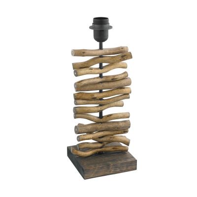 Drewniana lampa stołowa brązowa, Agneta, z przełącznik