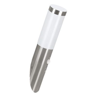 Plastikowy kinkiet zewnętrzny z czujnikiem ruchu srebreny, Carlein, IP44