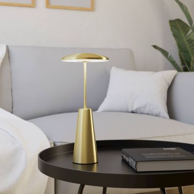 Stalowa nowoczesna lampa stołowa złota, Ishika, 2,8W, white switch LED, IP54, z dotykowy ściemniacz