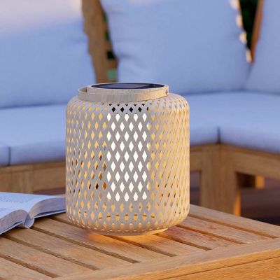 Drewniana lampa solarna stołowa brązowa, Hanin, 3,3W, 4000K LED, IP44, z przełącznik