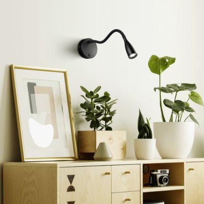 Plastikowy kinkiet czarny, Obbe, 3,8W, 3000K LED, z przełącznik