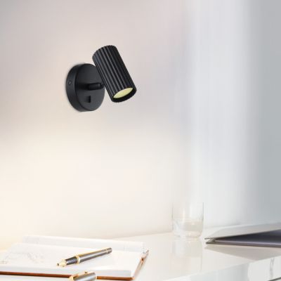 Aluminiowy nowoczesny reflektor ścienny czarny, Vikram, z przełącznik