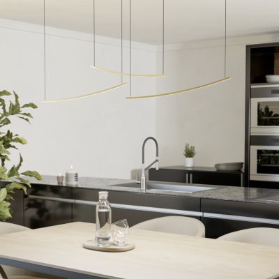 Plastikowa nowoczesna lampa wisząca mosiądz, Vilko, 22W, white switch LED