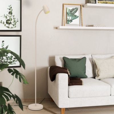 Stalowa nowoczesna lampa stojąca brązowa, Sahila, z przełącznik