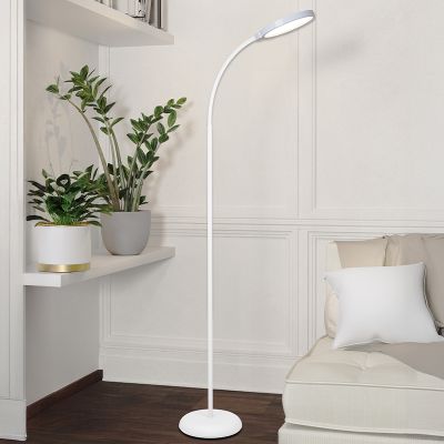 Plastikowa nowoczesna lampa stojąca biała, Querine, 5,5W, white switch LED, ściemniana w 3 krokach