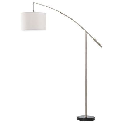 Tkanina nowoczesna lampa stojąca łukowa niklowa, Ralph, z przełącznik