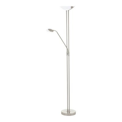 Szklana design lampa do czytania stojąca niklowa, Brava, 20W, 3000K LED, z przełącznik