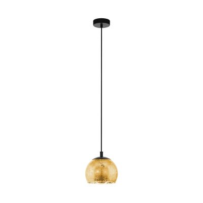 Szklana design lampa wisząca złota, Gaston