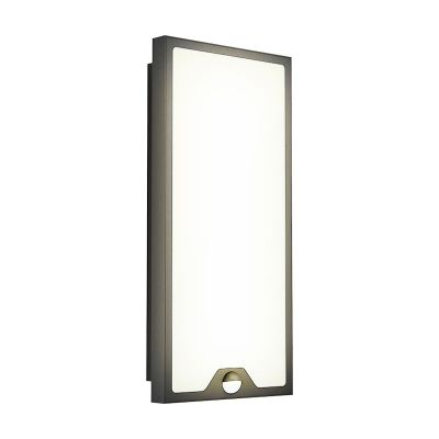 Stalowy nowoczesny kinkiet zewnętrzny z czujnikiem ruchu czarny, Lydian, 16W, 3000K LED, IP44