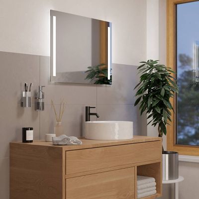 Szklany nowoczesny lustro z oświetleniem szary, Bibi, 5,1W, 4000K LED, IP44, z przełącznik