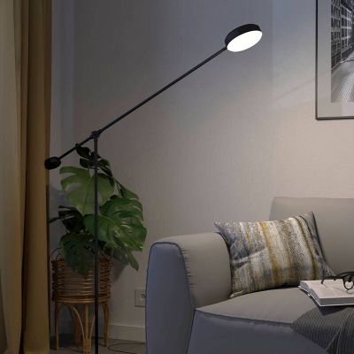 Aluminiowa nowoczesna lampa do czytania stojąca czarna, Thies, 24W, 3000K LED, ściemniana w 3 krokach