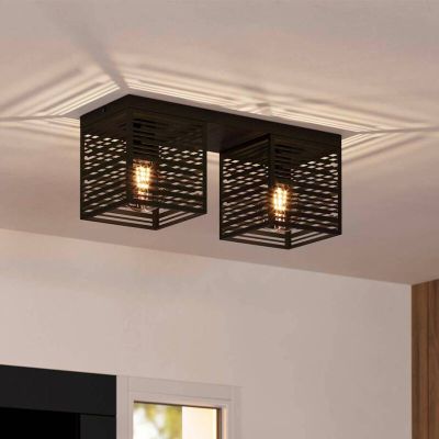 Aluminiowa industrialna lampa sufitowa czarna, Lennaert