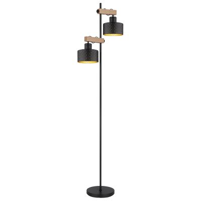 Metalowa nowoczesna lampa stojąca czarna, Riemmer, z przełącznik