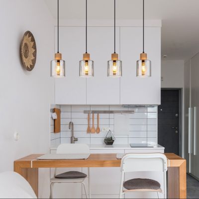 Szklana industrialna lampa wisząca czarna, Abelon