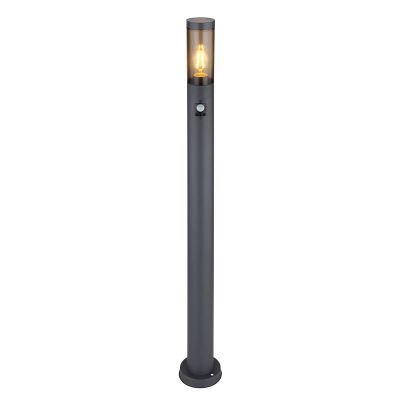 Stal Nierdzewna nowoczesna lampa podłogowa zewnętrzna z czujnikiem ruchu czarna, Ishara, IP44