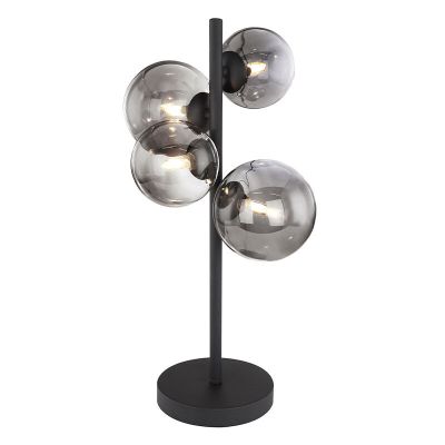 Szklana design lampa stołowa czarna, Melinda, z przełącznik