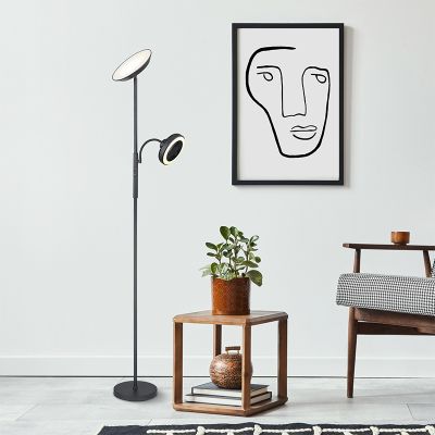 Metalowa lampa stojąca czarna z wentylatorem, Raimond, 20W, regulowana ciepła do zimnej bieli LED, z dotykowy ściemniacz