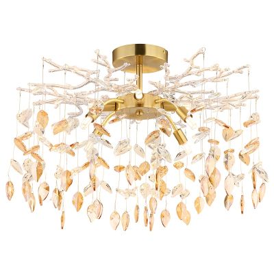 Szklana design lampa sufitowa bursztynowa, Derck