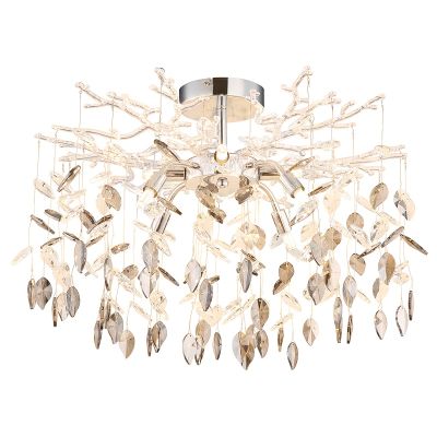 Szklana design lampa sufitowa chromowana, Derck