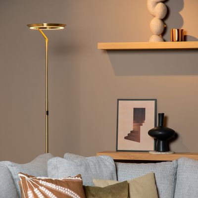 Mosiądz lampa stojąca nowoczesna, Celeste, 21W, 2700K LED, z dotykowy ściemniacz