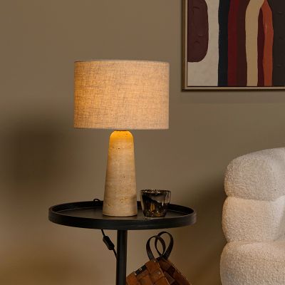 Beżowa lampa stołowa nowoczesna, Nimue, z przełącznik