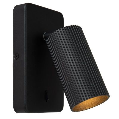 Czarny reflektor ścienny nowoczesny, Clubs, z przełącznik