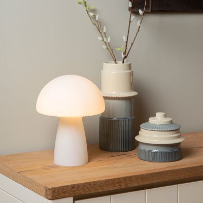 Biała lampa stołowa nowoczesna, Fungo, z przełącznik