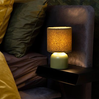 Zielona lampa stołowa vintage, Woolly, z przełącznik