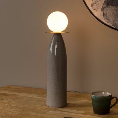 Ceramiczna lampa stołowa szara, Figaro, z przełącznik