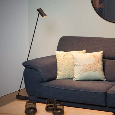 Antracytowa lampa stojąca nowoczesna, Hester, z przełącznik