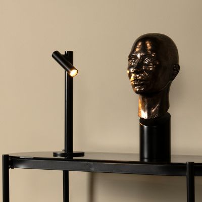 Czarna lampa stołowa akumulatorowa nowoczesna, Antrim, 2,2W, 2700K LED, IP54, z dotykowy ściemniacz