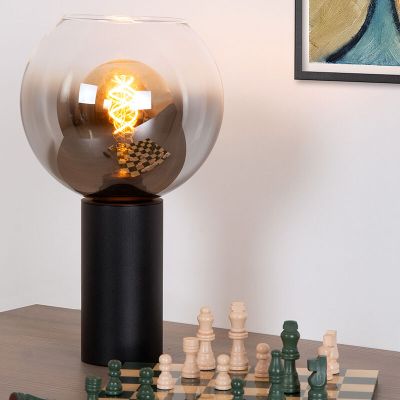 Czarna lampa stołowa nowoczesna, Marius, z przełącznik