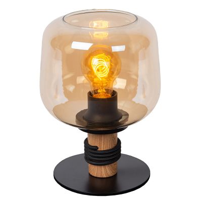 Bursztynowa lampa stołowa retro, Ilona, z przełącznik